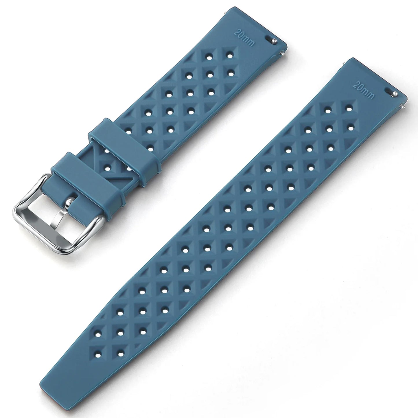 Blue Tropical Silicone Rubber Watch Strap - reverse