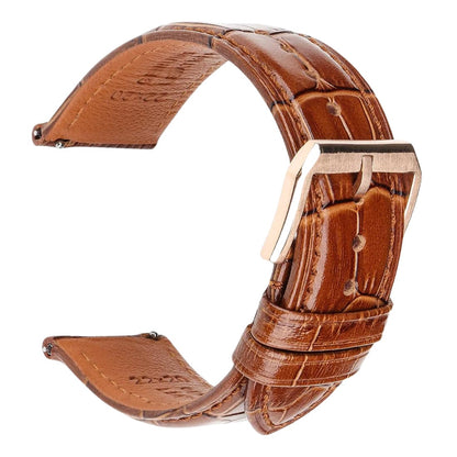 Alligator Embossed Italian Calfskin Dark Brown Watch Strap - Rose Gold Buckle