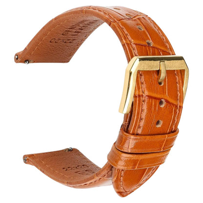 Alligator Embossed Italian Calfskin Light Brown Watch Strap - Gold Buckle