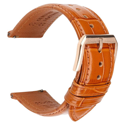 Alligator Embossed Italian Calfskin Light Brown Watch Strap - Rose Gold Buckle