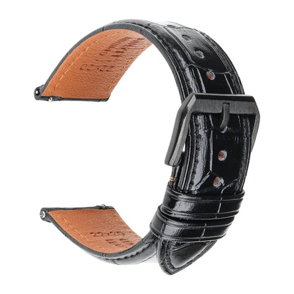 Alligator Embossed Italian Calfskin Black Watch Strap - Black Buckle