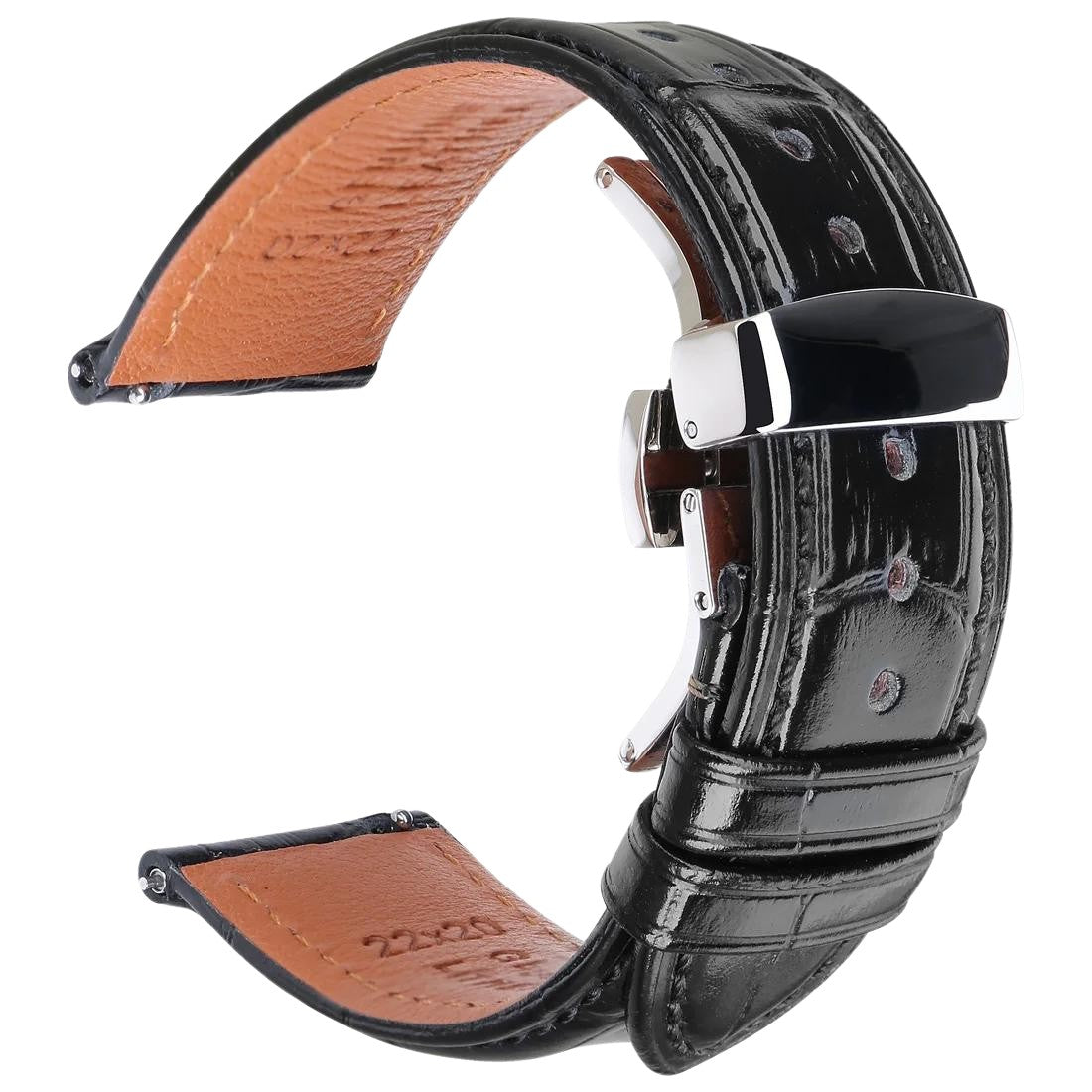 Alligator-embossed Italian calfskin watch strap