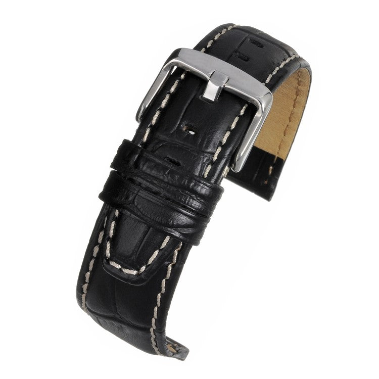 TSL Oxford Black Alligator Grain Watch Strap with Nubuck Lining