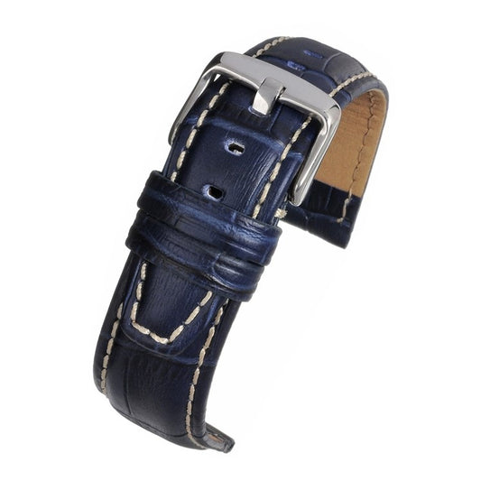 TSL Oxford Blue Alligator Grain Watch Strap with Nubuck Lining