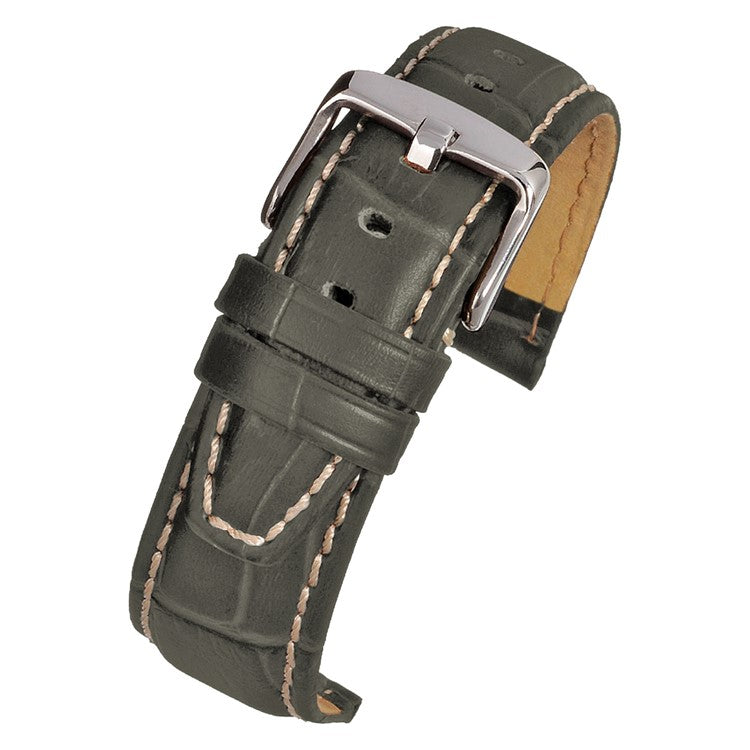 TSL Oxford Grey Alligator Grain Watch Strap with Nubuck Lining