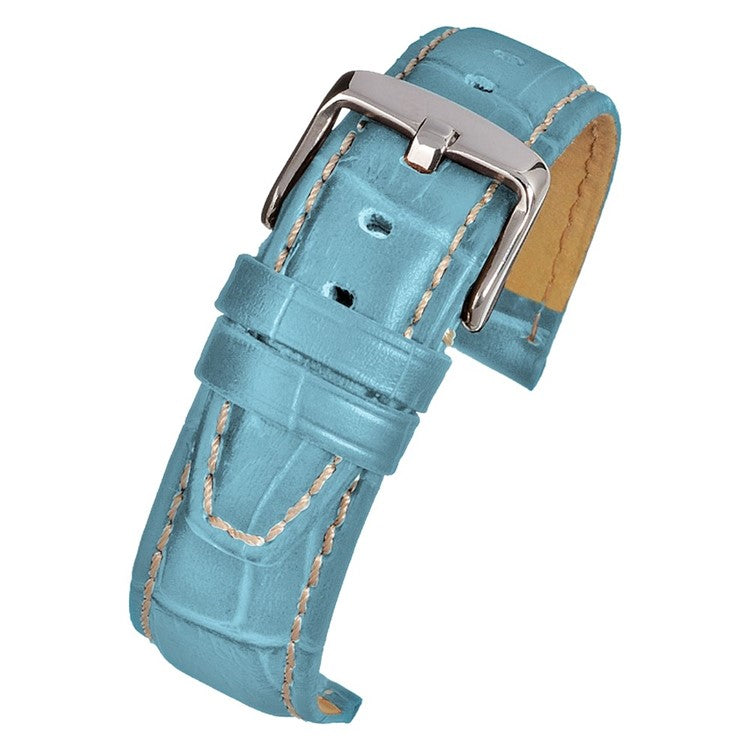 TSL Oxford Light Blue Alligator Grain Watch Strap with Nubuck Lining