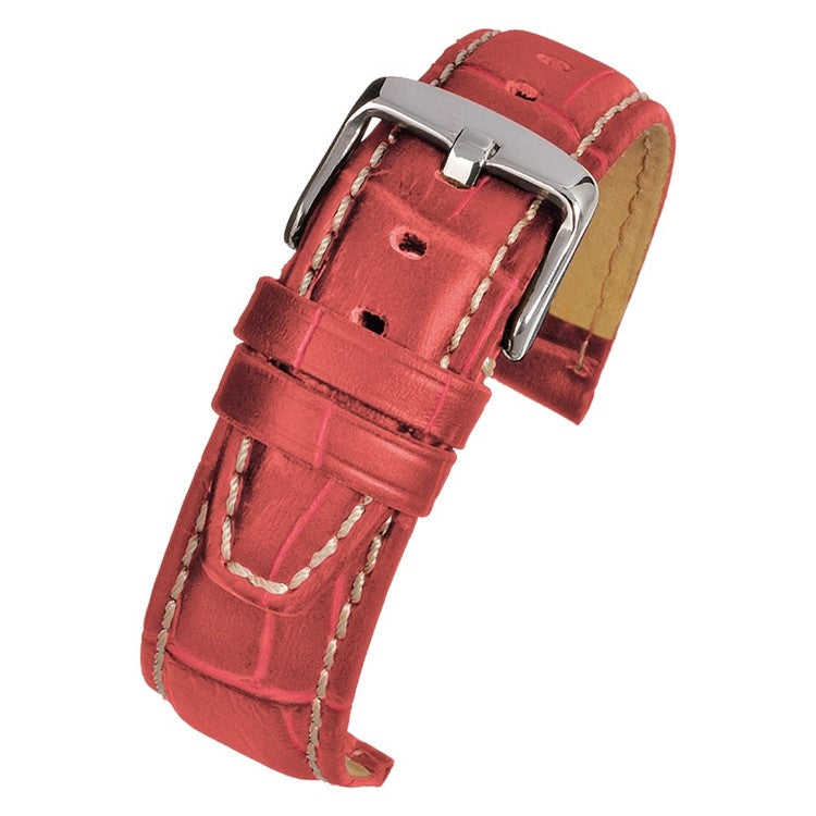 TSL Oxford Red Alligator Grain Watch Strap with Nubuck Lining