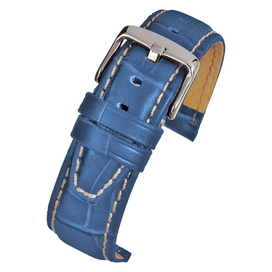 TSL Oxford Royal Blue Alligator Grain Watch Strap with Nubuck Lining