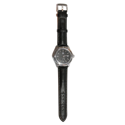 Anubis Black Embossed Crocodile Watch Strap - White Stitching - fitted to a watch