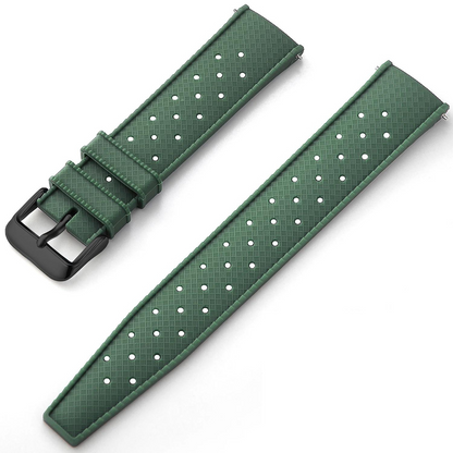 Army Green Tropical Silicone Rubber Watch Strap - Black Buckle