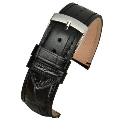 Cambridge Handmade Alligator Grain Leather Watch Strap in Black