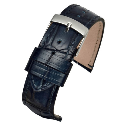 Cambridge Handmade Alligator Grain Leather Watch Strap in Blue