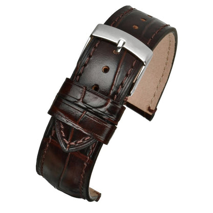 Cambridge Handmade Alligator Grain Leather Watch Strap in Brown