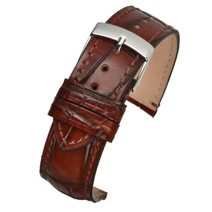 Cambridge Handmade Alligator Grain Leather Watch Strap in Tan/Gold