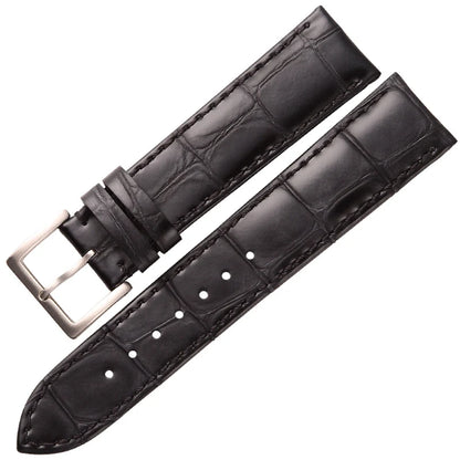 Embossed Calfskin Black Leather Watch Strap