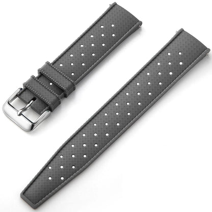 Grey Tropical Silicone Rubber Watch Strap - Silver Buckle