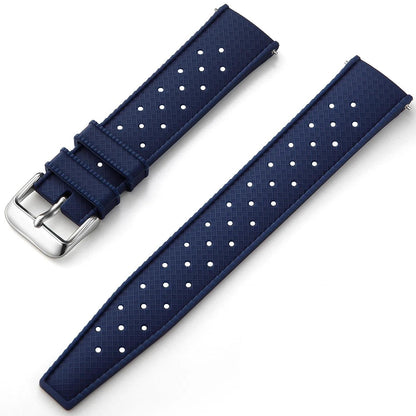 Ink Blue Tropical Silicone Rubber Watch Strap - Silver Buckle