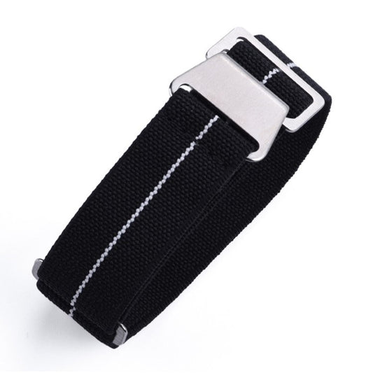 Marine Nationale Parachute Elastic Watch Strap in Black/White