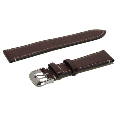 Marlow Handmade Italian Leather Watch Strap in Burgundy - Contrasting Stitch - oblique