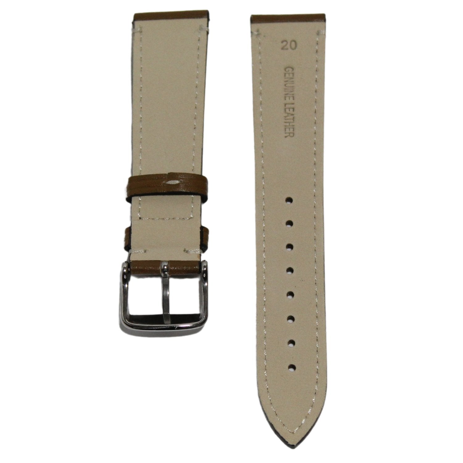 Marlow Handmade Italian Leather Watch Strap in Green - Contrasting Stitch - back