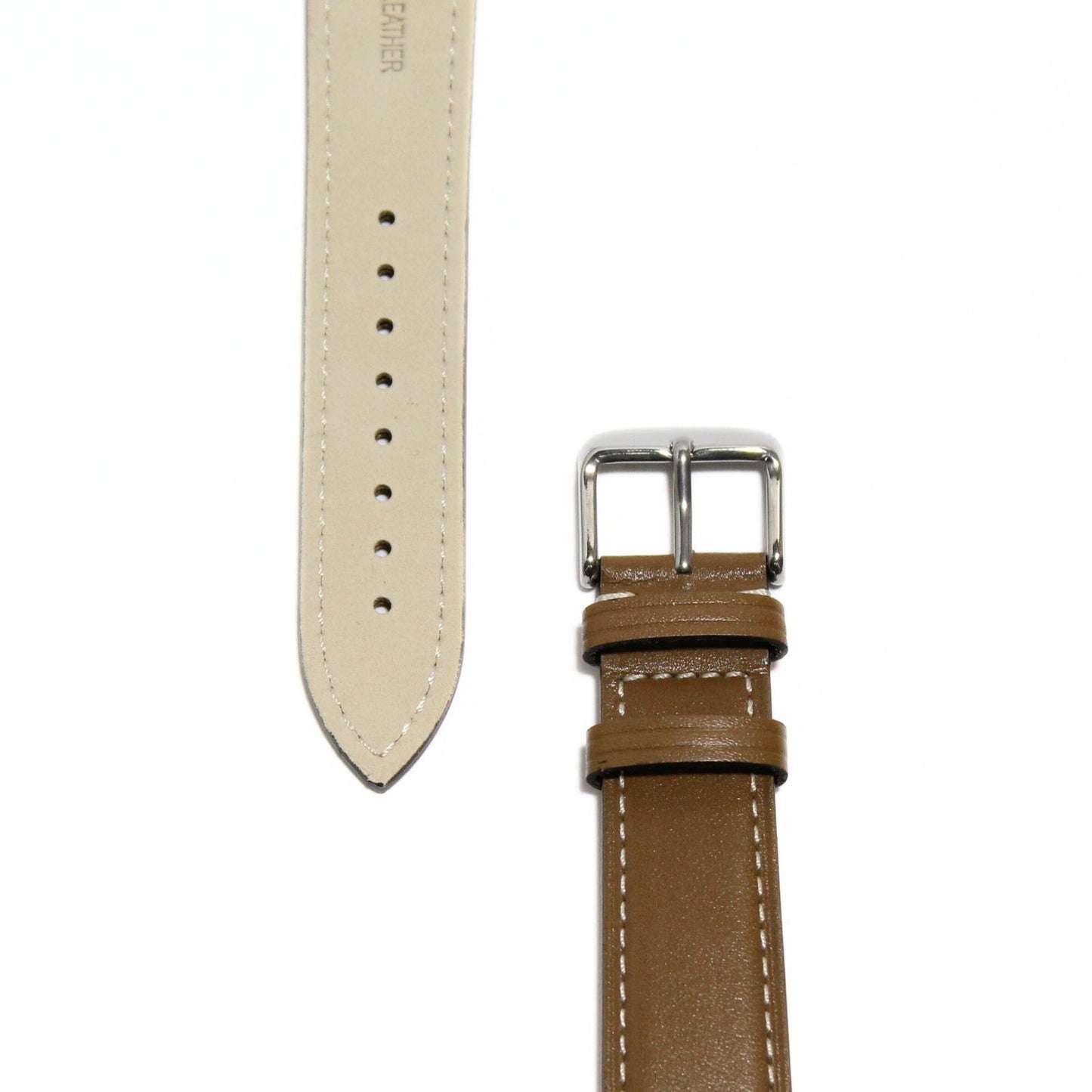 Marlow Handmade Italian Leather Watch Strap in Green - Contrasting Stitch - closeup