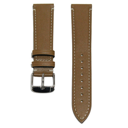 Marlow Handmade Italian Leather Watch Strap in Green - Contrasting Stitch - front