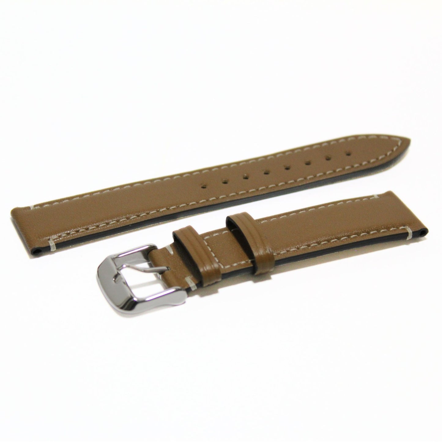 Marlow Handmade Italian Leather Watch Strap in Green - Contrasting Stitch - oblique