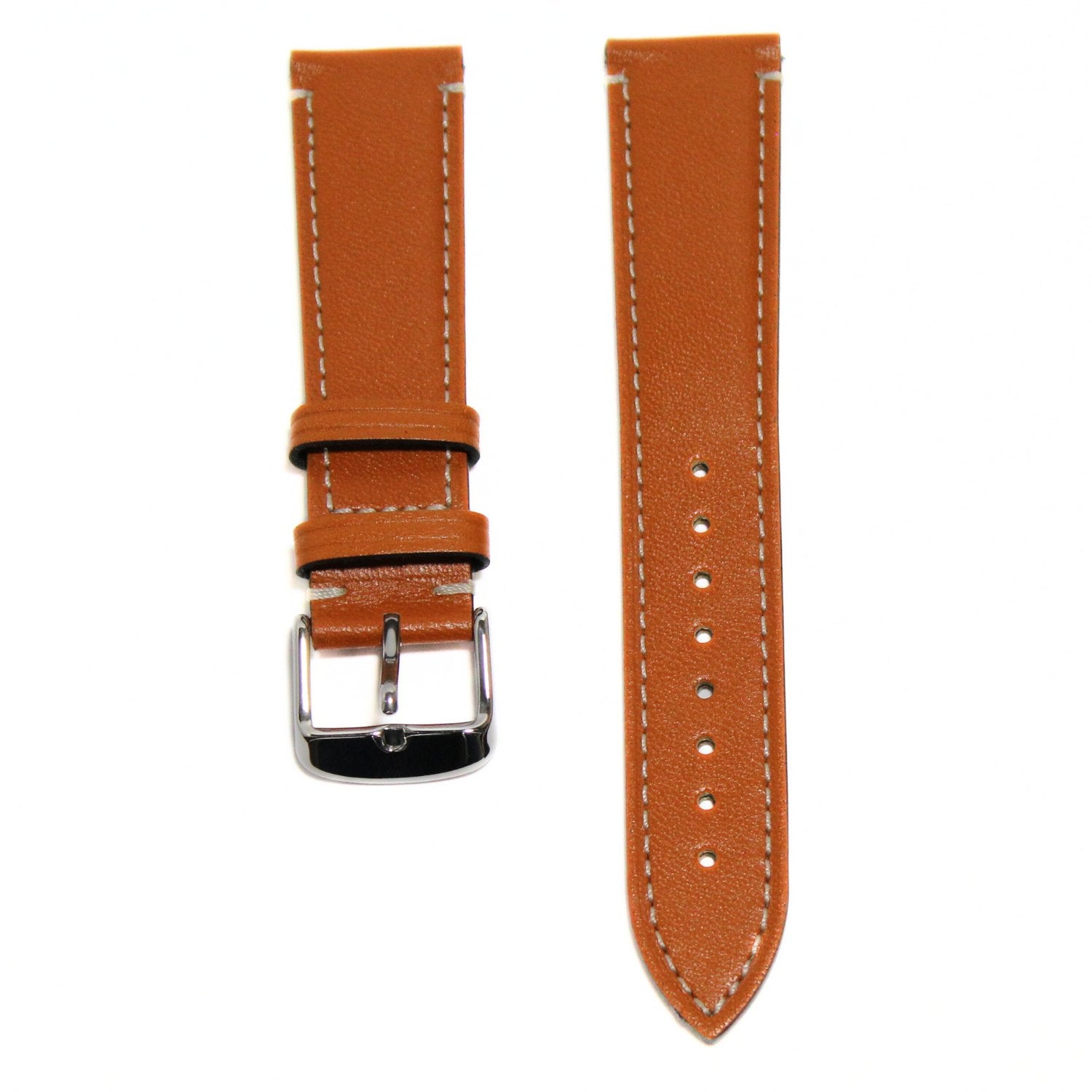 Marlow Handmade Italian Leather Watch Strap in Tan - Contrasting Stitch - front