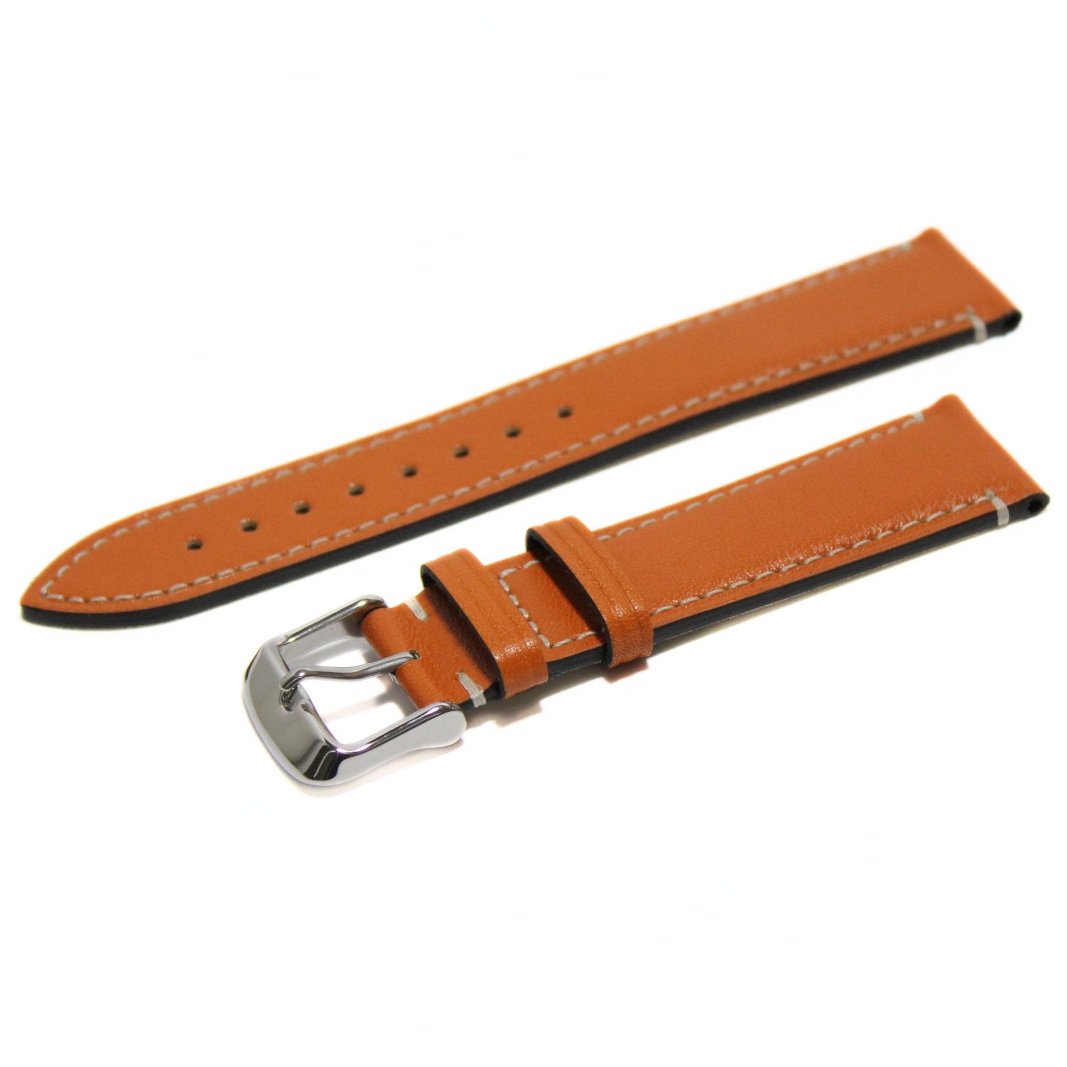 Marlow Handmade Italian Leather Watch Strap in Tan - Contrasting Stitch - oblique