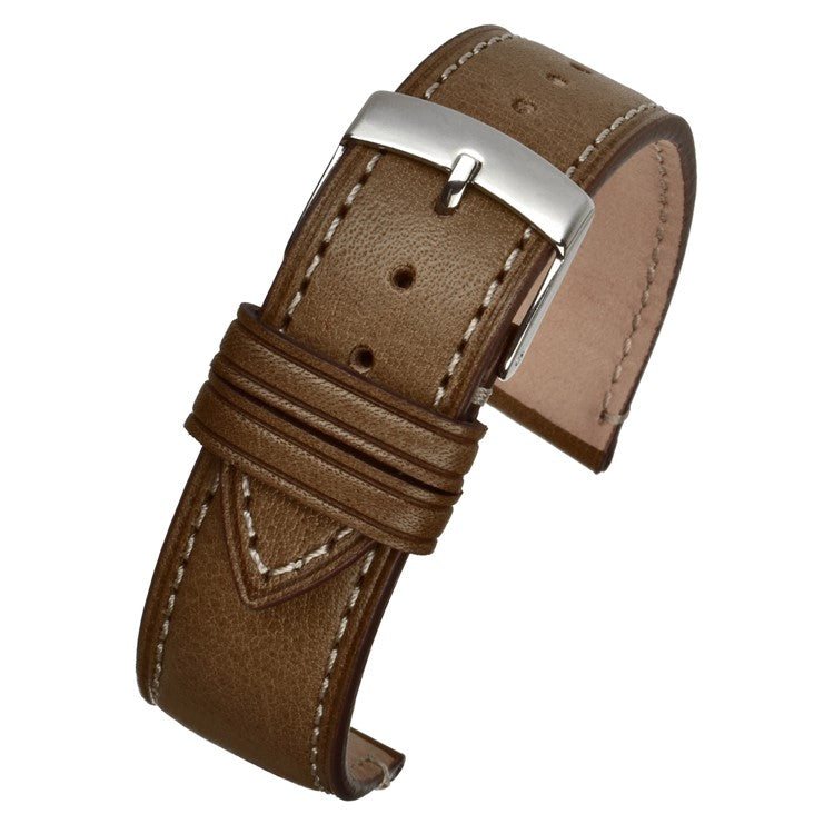 TSL Marlow Handmade Italian Leather Watch Strap in Green - Contrasting Stitch