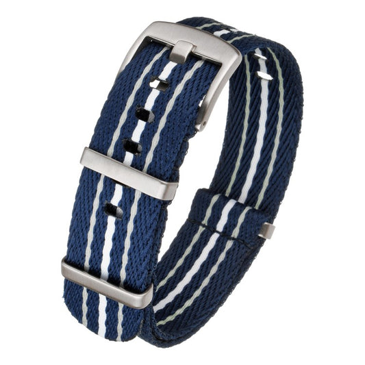 Military Style Nylon Watch Strap in Blue/White