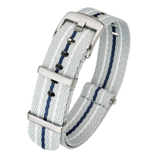 Military Style Nylon Watch Strap in Grey/Blue