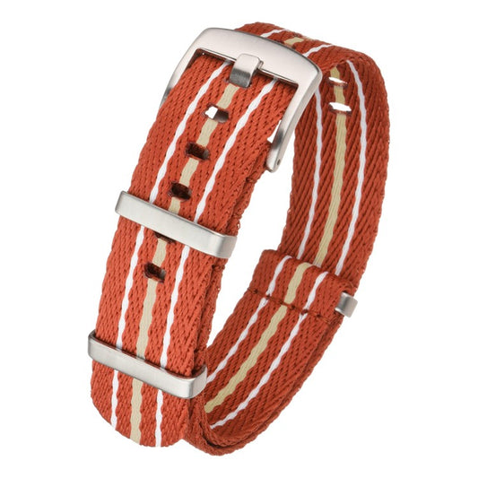 Military Style Nylon Watch Strap in Orange/White