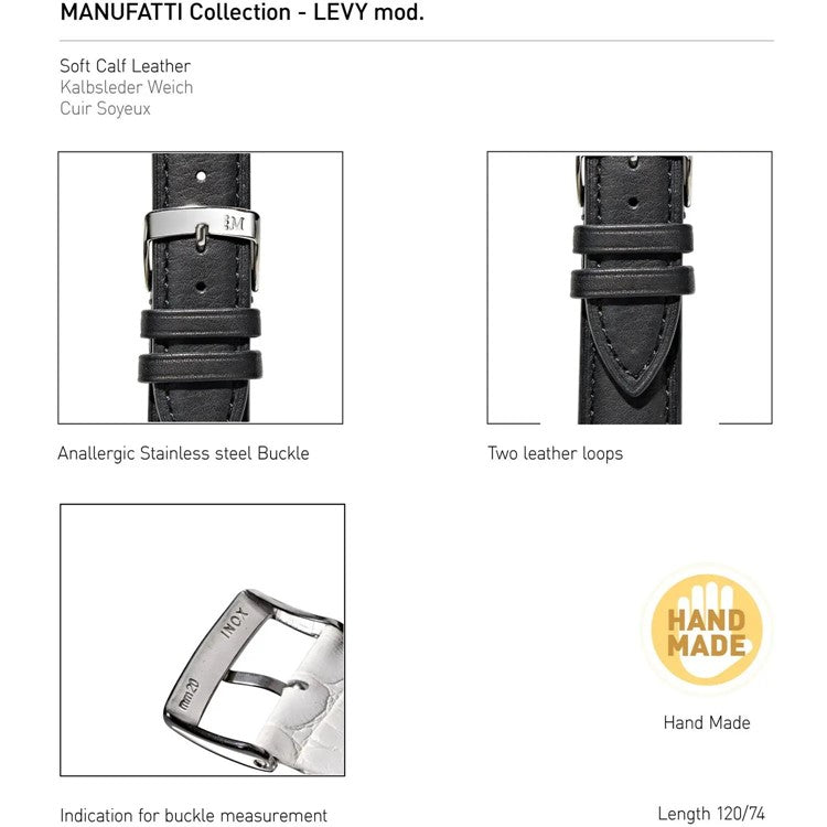 Morellato Levy Leather Watch Strap in Black product information