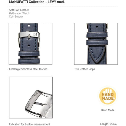 Morellato Levy Leather Watch Strap in Blue product information