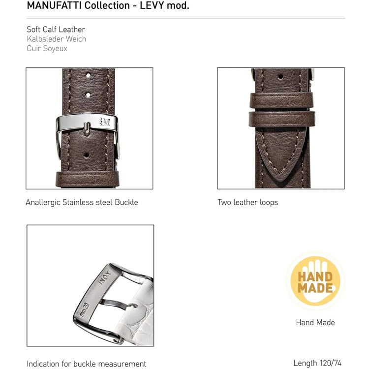 Morellato Levy Leather Watch Strap in Dark Brown product information