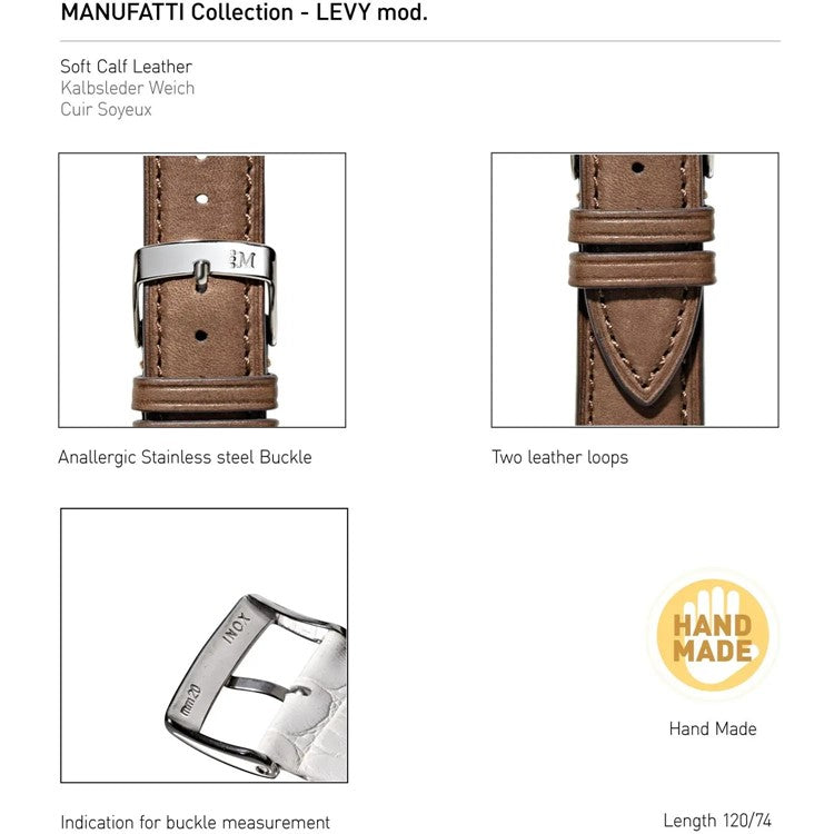 Morellato Levy Leather Watch Strap in Light Brown product information