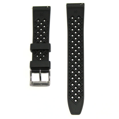 Oceanus Premium FKM Rubber Watch Strap in Black - back