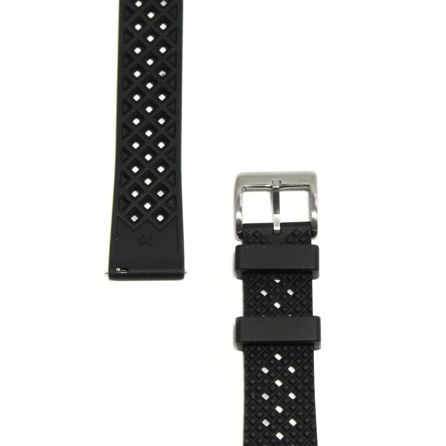 Oceanus Premium FKM Rubber Watch Strap in Black - closeup