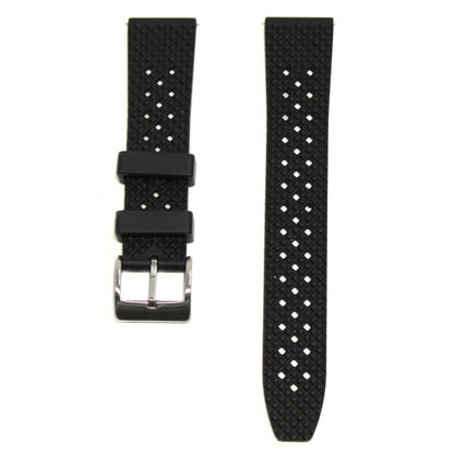 Oceanus Premium FKM Rubber Watch Strap in Black - front