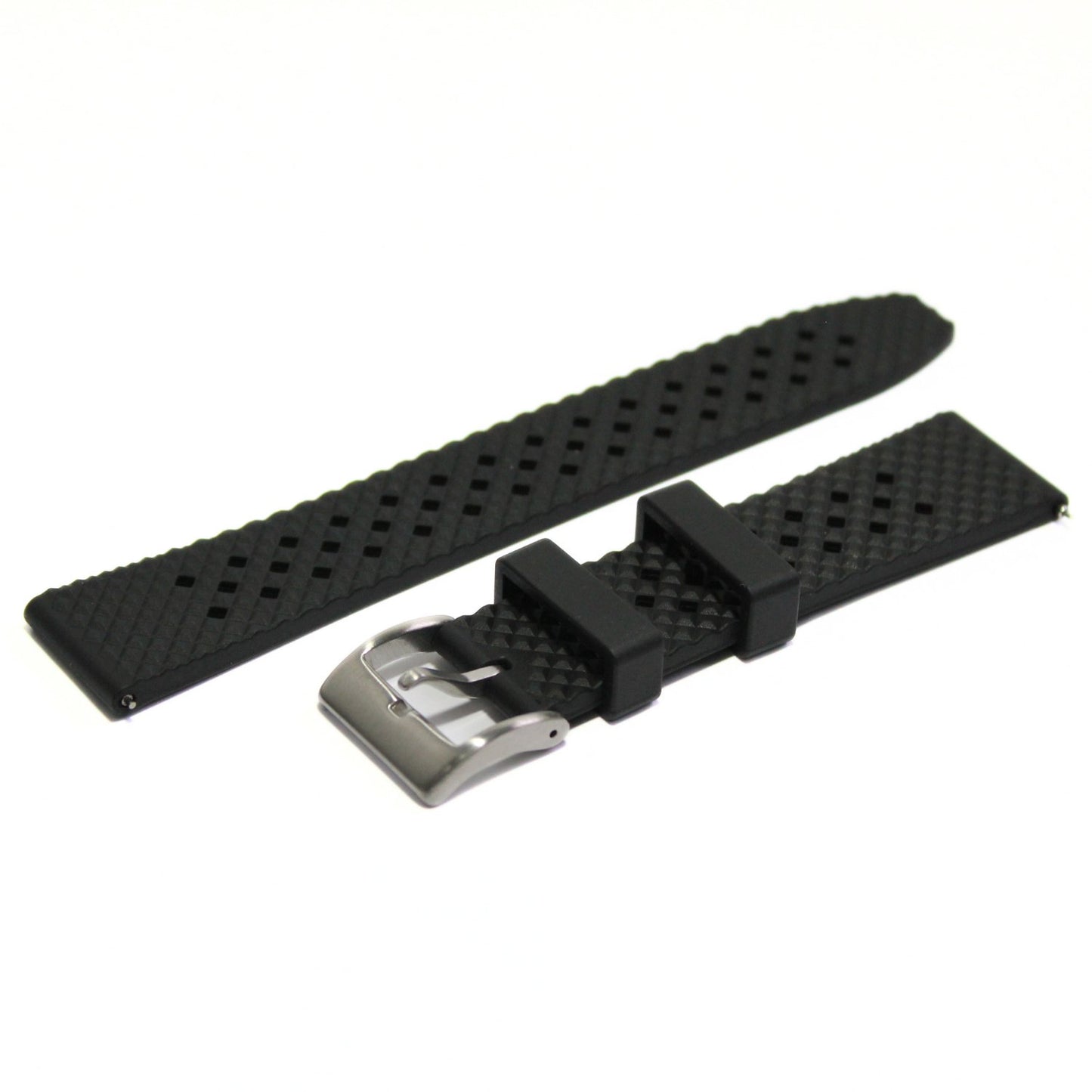 Oceanus Premium FKM Rubber Watch Strap in Black - oblique