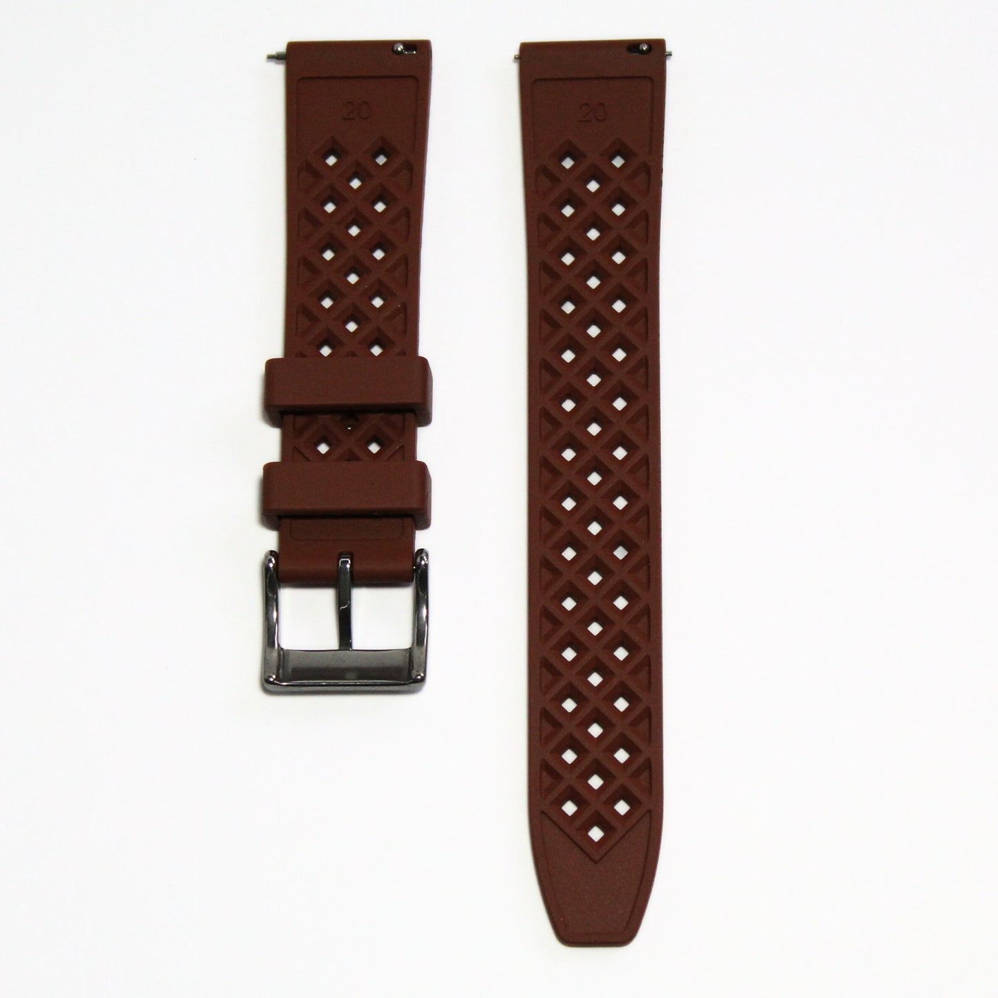 Oceanus Premium FKM Rubber Watch Strap in Brown - back