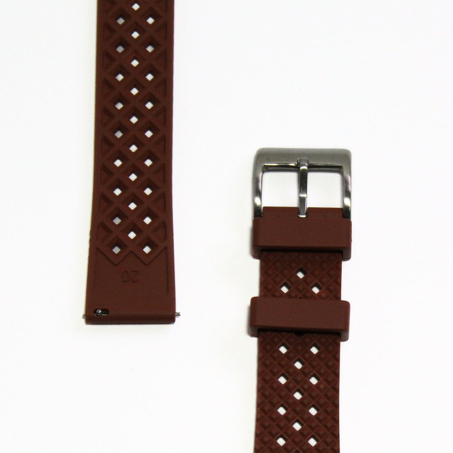 Oceanus Premium FKM Rubber Watch Strap in Brown - closeup