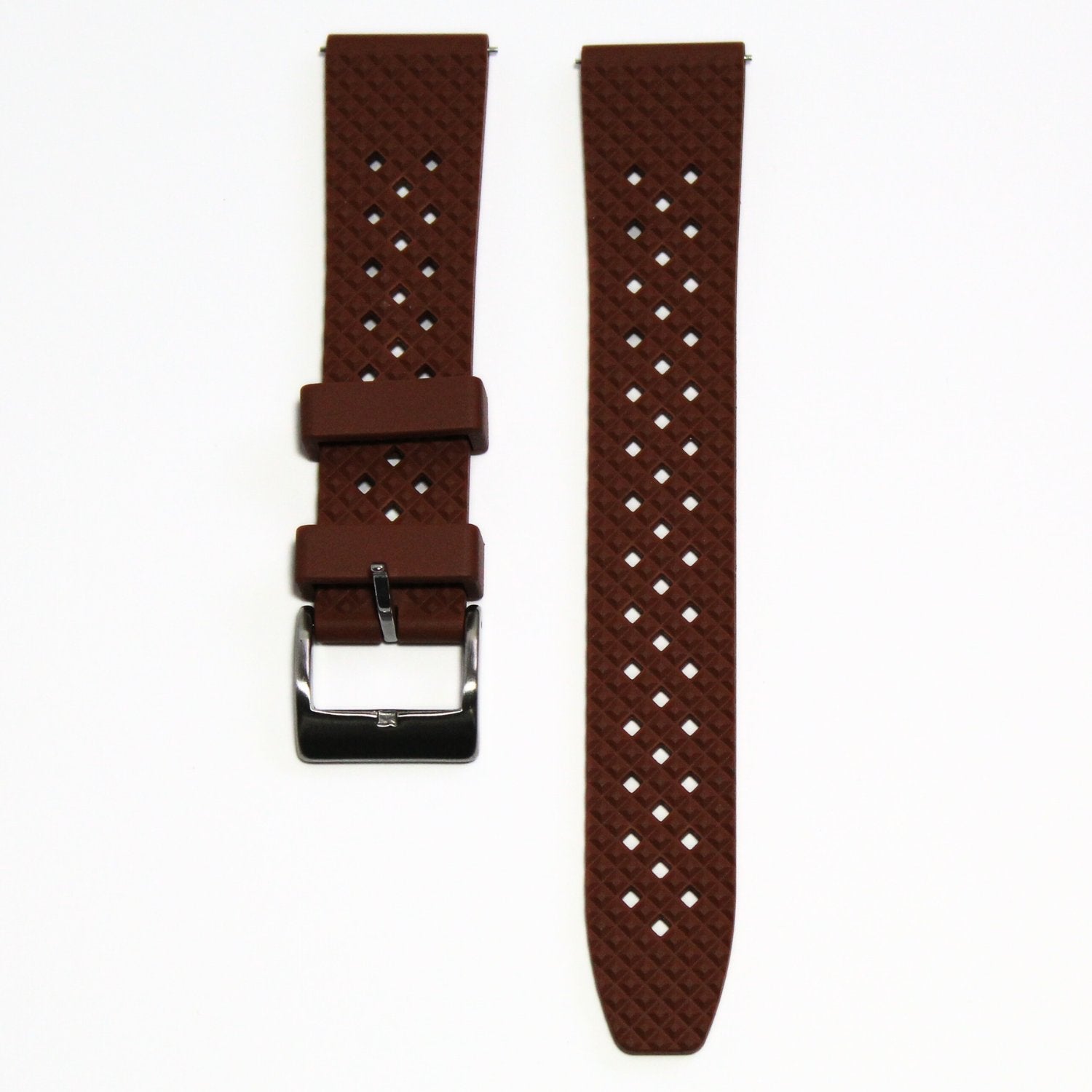 Oceanus Premium FKM Rubber Watch Strap in Brown - front