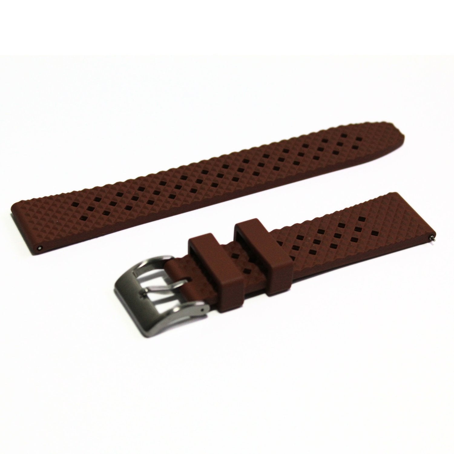 Oceanus Premium FKM Rubber Watch Strap in Brown - oblique