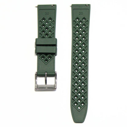 Oceanus Premium FKM Rubber Watch Strap in Green - back