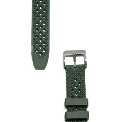 Oceanus Premium FKM Rubber Watch Strap in Green - closeup