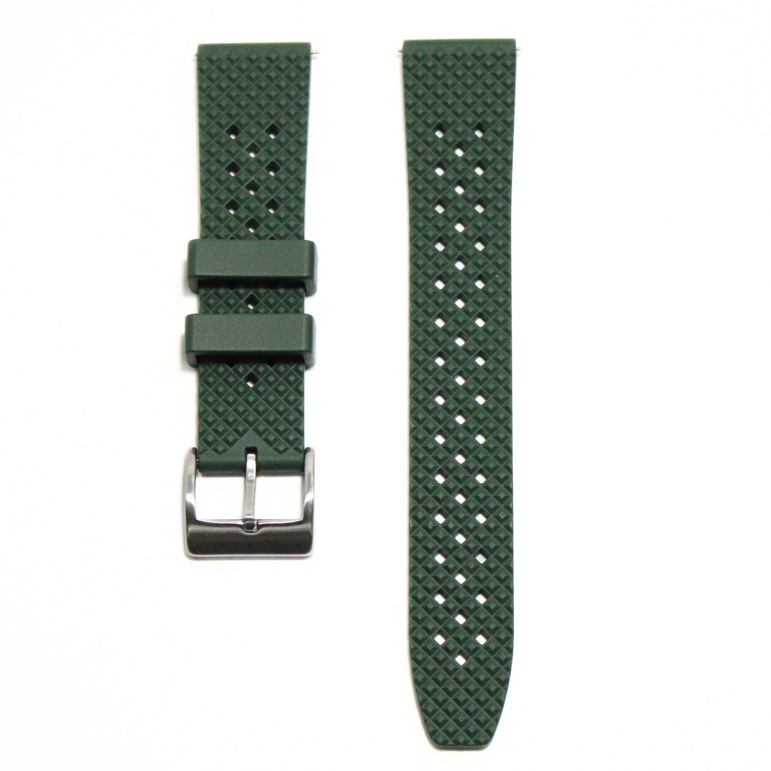 Oceanus Premium FKM Rubber Watch Strap in Green - front