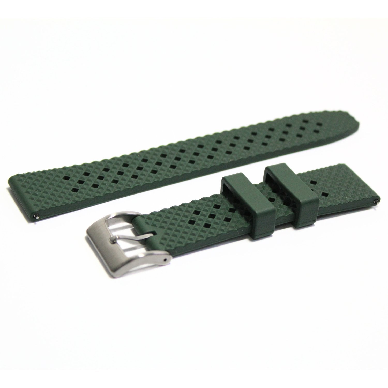 Oceanus Premium FKM Rubber Watch Strap in Green - oblique