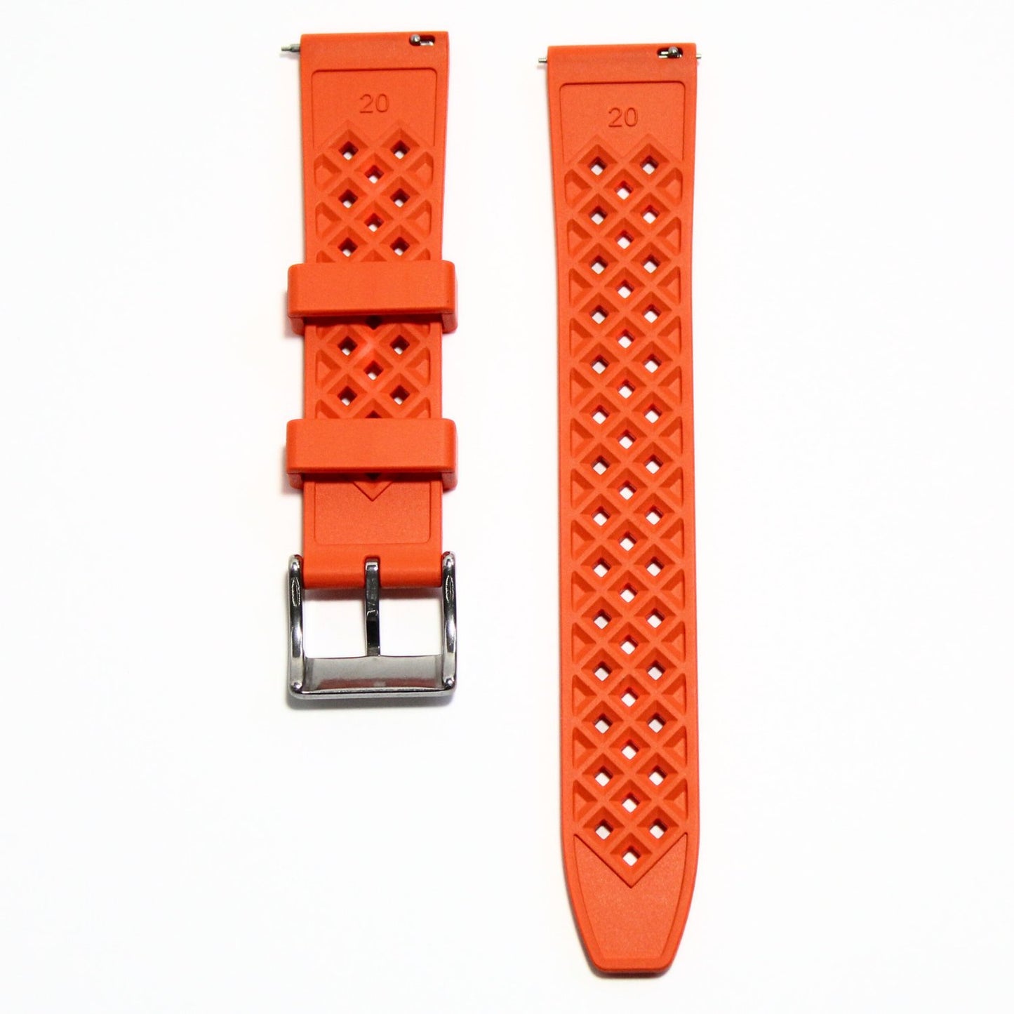 Oceanus Premium FKM Rubber Watch Strap in Orange - back